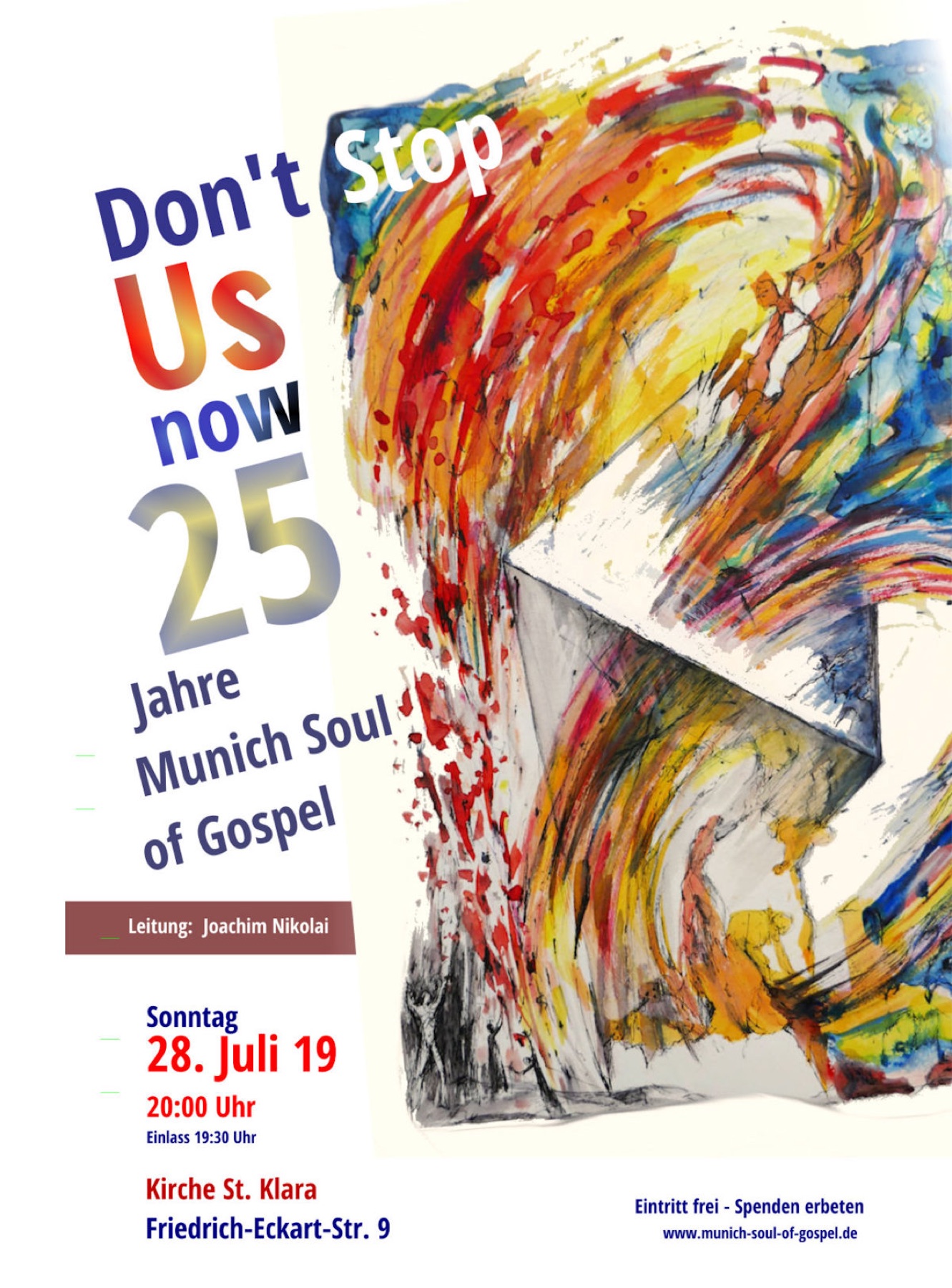 Konzertplakat „Don’t Stop Us now — 25 Jahre Munich Soul of Gospel“ von 2019